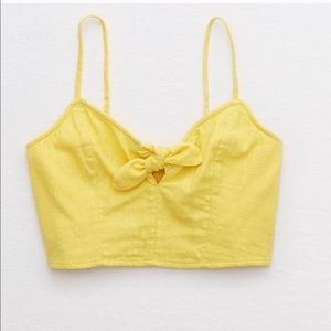 Aerie Tie Front Yellow Crop Top Bralette